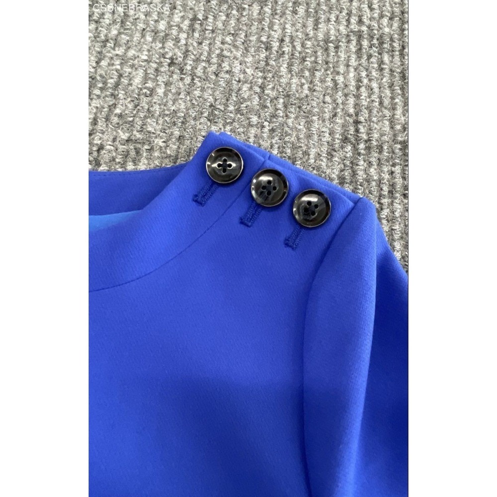 Banana Republic Women's Royal Blue Boat Neck Shoulder Button Dress Sz 2 - Picture 10 of 10